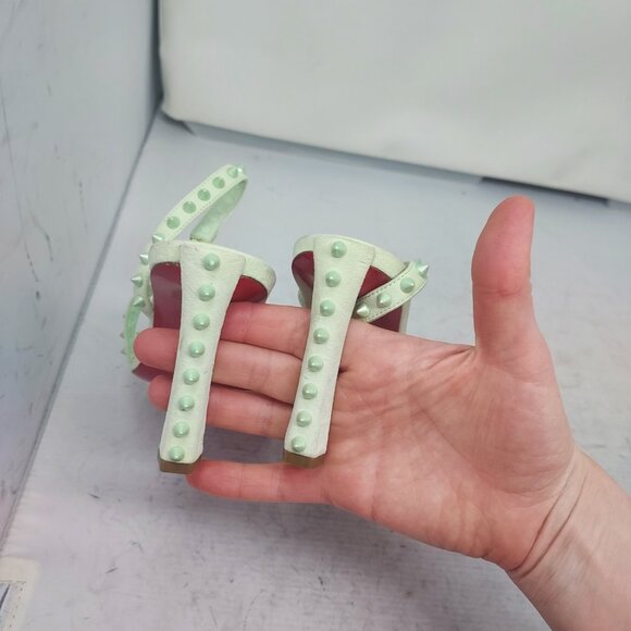 CHRISTIAN Rosa Condorapik Spikes Mint Green Slingback Sandal - Picture 9 of 10